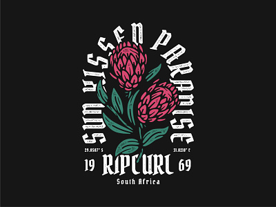 Paradise Protea - Digital (Black) design destination fashion graphic design illustration protea rip curl south africa tee print texture typography
