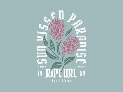 Paradise Protea - Digital (Blue) branding design destination fashion graphic design illustration rip curl south africa tee print texture typography