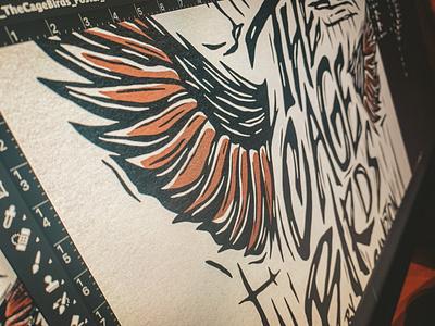 The Cagebirds Poster - WIP advertising design epworth high-school freelance graphic design hand lettering illustration lettering texture thattypeguy type design typography wip