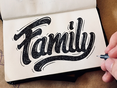 Family calligraphy family hand lettering highlight lettering moleskin pocket sized staedtler texture type design typography