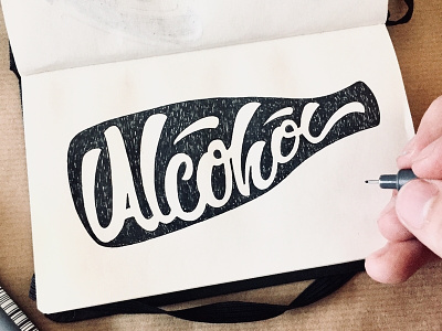 Alcohol alcohol calligraphy hand lettering illustration lettering moleskin pocket sized staedtler texture type design typography