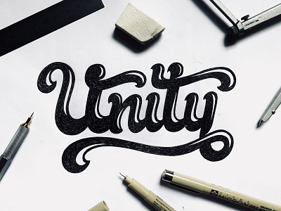 Unity Challenge calligraphy challenge flow hand lettering highlight lettering micron rotring type design typography unity unity challenge