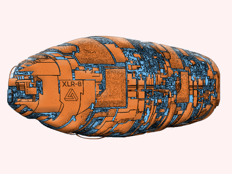 XLR-8 SPACESHIP 3d space design comic art illustration 3d lineart zbrush pixlogic keyshot