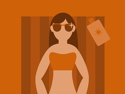 Bathing Beauty flat illustration illustrator sun sunbathe sunscreen tan towel
