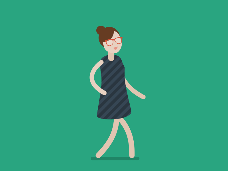 Mod Woman Walking after effects animation flat glasses mod walking woman