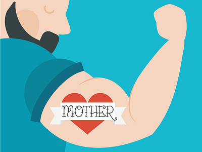 Muscle Man flat heart illustration illustrator man mom muscle strong tattoo