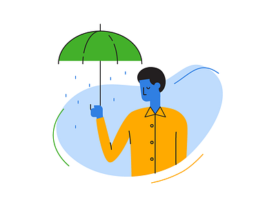 Illustration Exploration - Rain blob figure illustration lines rain umbrella