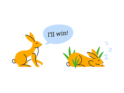 Boastful Rabbit & Lazy Rabbit animal bunny illustration illustrator rabbit sleep tired