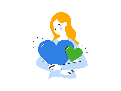 Hug flat happy heart hug illustration illustrator lines love woman
