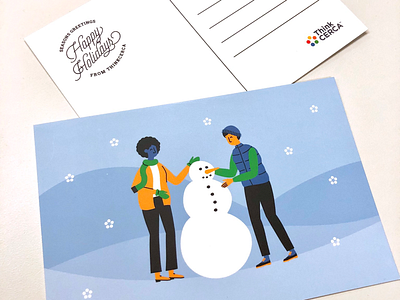 ThinkCERCA Holiday Postcard gloves hills holiday illustration illustrator postcard snow snowman