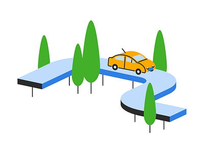 Driving car dimension drive flat highway illustration illustrator road trees