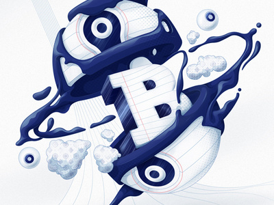 Illustration for Bic animation ballpen bic blue digital illustration pen type