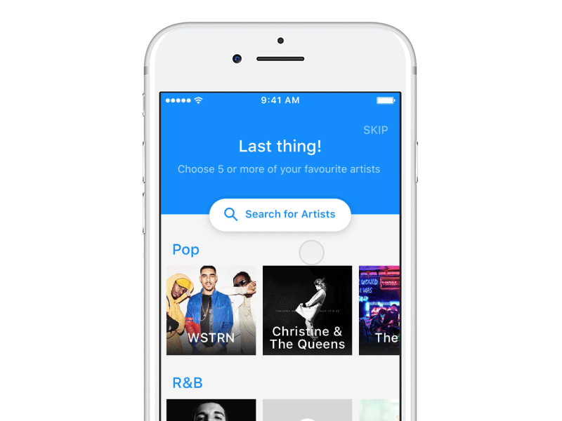 Search onboarding animation in Shazam animation button ios onboarding principle search shazam