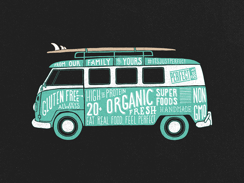 Health Mobile surf volkswagon van lettering illustration