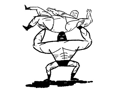 Wrastlin' daily doodle ink sketch wrestling