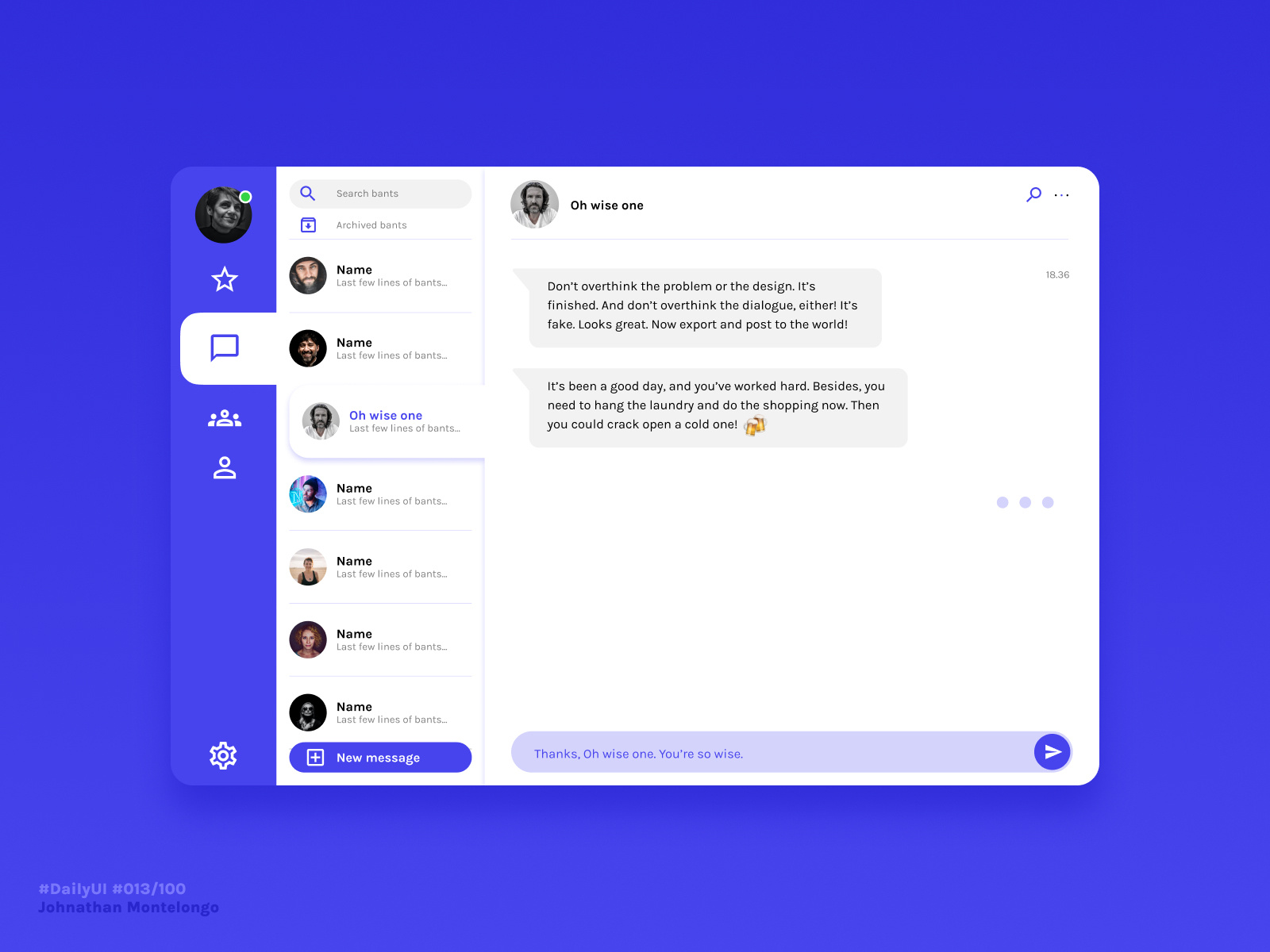 #dailyUI #013 Direct Messaging by Johnathan Montelongo on Dribbble