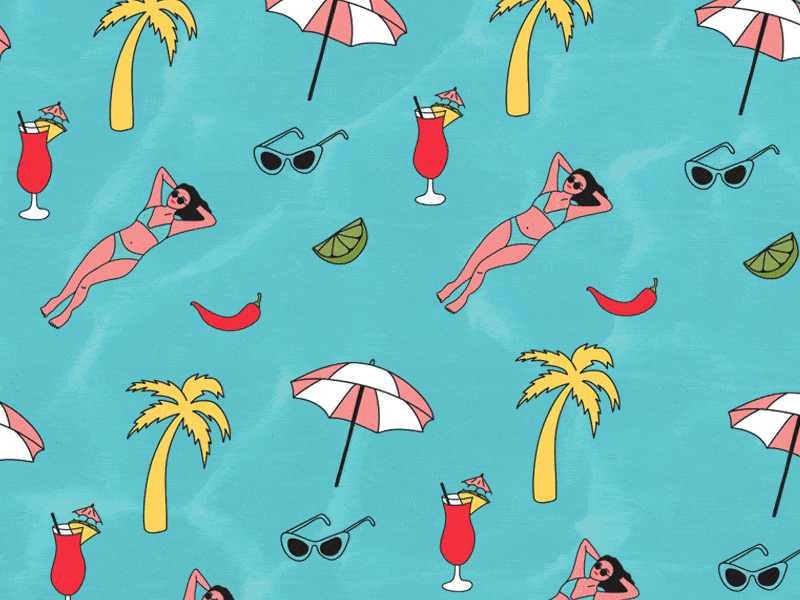 Vamos a la Playa branding gif illustration