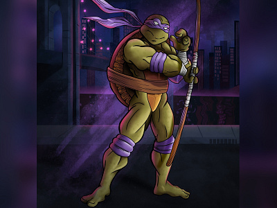 Donnie Ninja Turtle cityscape donatello night night city ninja ninja turtles procreate teenage mutant ninja turtles turtle