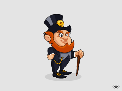 Mr. Dota Game Logo Design beard cane game gentleman gnome hat irish leprechaun lepricon old man suit watch