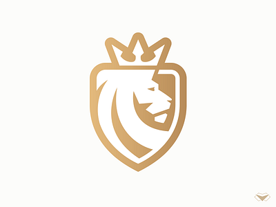 Lion King Logo business corporate crown emperor gold heraldry king lion protector royal security shield