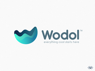 Wodol Logo app blue branding business cool corporate design elegant game green icon illustration initial letter letter w logo logotype modern shell vector