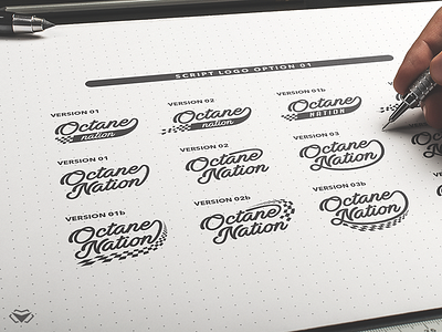 Octane Nation Logo WIP automobile automotive car car event corporate design letter logo logotype racing racing flag racing logo script logo sketch speed symbol typography vintage vintagelogo workinprogress