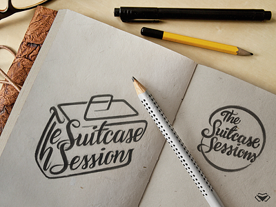 The Suitcase Sessions Logo Sketches corporate cursive letters design icon italic letter lettering lettering artist logo logotype logotype design logotype designer modern pencil drawing suitcase logo typography typography logo work in progress