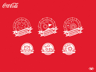 Coca Cola App Design - Final Badges - Two Versions app badge badge design badge logo badges cocacola flat icon icon design icon set illustration modern red simple star ui ux