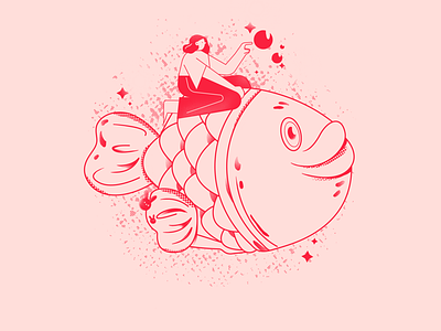 Taiyaki digitalart drawing editorial fish flat girl character illustration taiyaki vector