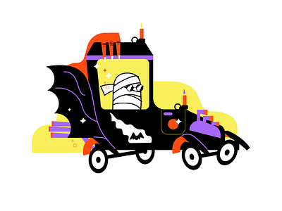 Halloween Series car cartoon colorfull digitalart drawing flat halloween icon illustration illustrator scary terror vector