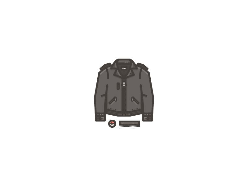 Biker Stuff hair gel leather jacket rosek line illustration comb biker jacket leather