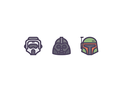 Star Wars Avatars boba fett darth vader icons illustration line icons rosek scout trooper star wars vector