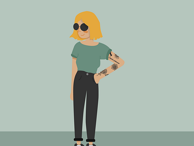 Hipster girl digital illustration girl hipster illustration tattoed