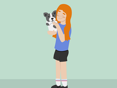 Girl with puppy character digital illustration dog girl illustration