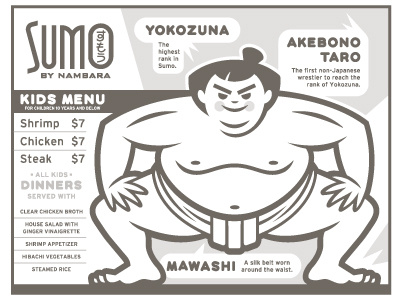 Kiddo's Coloring Menu illustration japan sumo vector wrestle