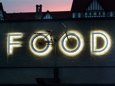 FOOD bicycle bike food led signage