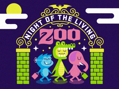 Night of the Living Zoo illustration vector