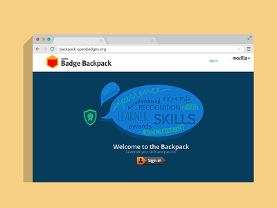 Badge Backpack Landing backpack badges homepage mozilla open badges sign in