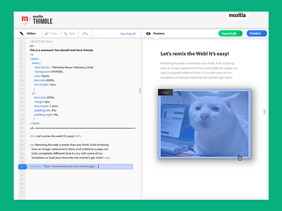 Thimble editor mockup mozilla thimble