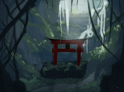 Some Cave art I did anime design drawing illustration painting scenery