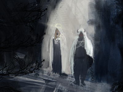 Angel and the devil design drawing illustration painting scenery