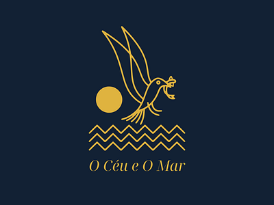 O céu e O Mar (The Sky & The Sea) bar bird drinks fish fisherman heaven hunt illustration logo restaurant sea seafood sky