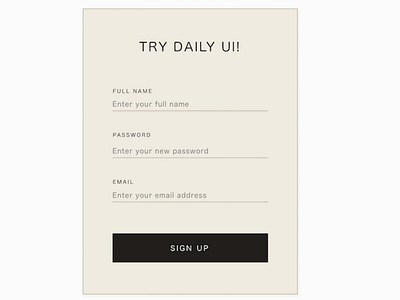 Sign Up Form - Daily UI 001 daily ui login sign up
