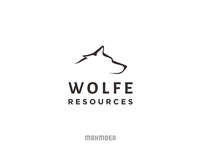 Wolfe Resources logo abstract animal geology logo mineral minimal monochrome simple wolf