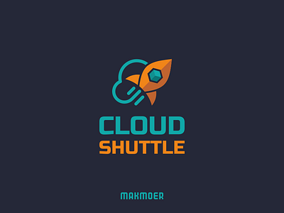 Cloud Shuttle logo clean cloud flat design logo minimal rocket simple