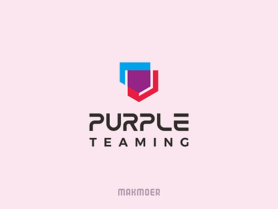 Purple Teaming logo blue clean design logo minimal purple red shield simple unique