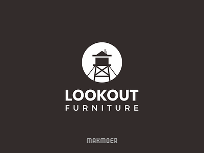 Lookout Furniture logo black clean design furniture logo lookout minimal negative space simple tower unique vector white
