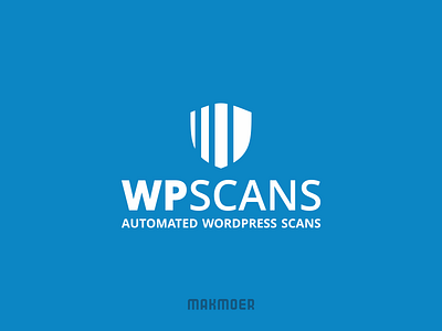 WPScans logo blue clean clever design flat design logo makmoer meaningful minimal modern radar scan shield simple unique vector wordpress