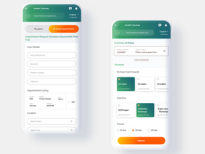 Health Checkup Forms app design branding button dailyui debut design forms ui user interface design