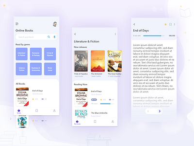 Online Books app design concept design design dribbble library reading app